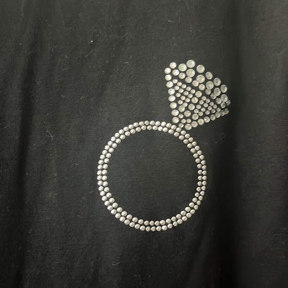 In your face black bride rhinestone jacket with hood. Size large EUC - Picture 2 of 3